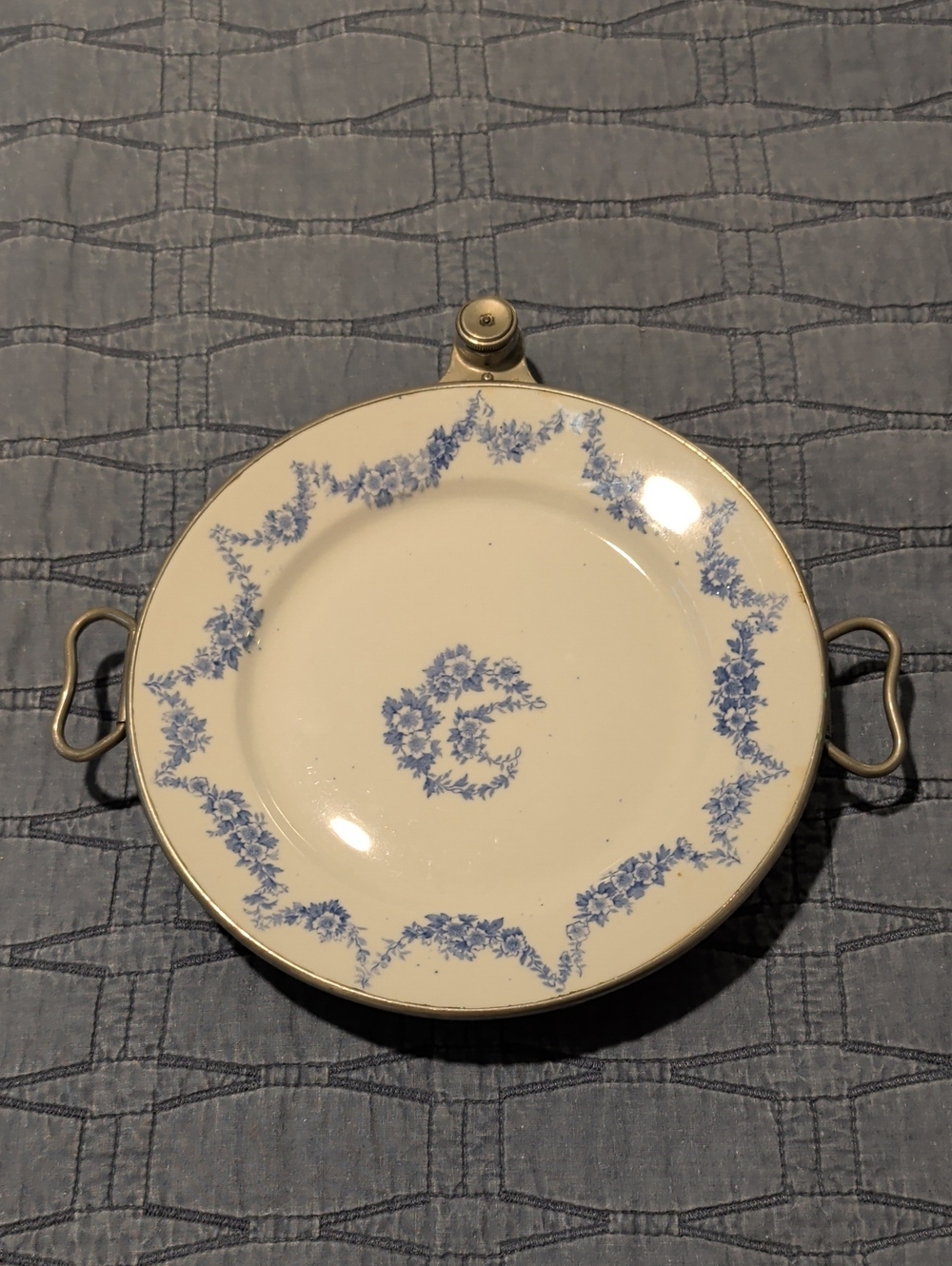 Blue Floral Ceramic Warming Serving Plate